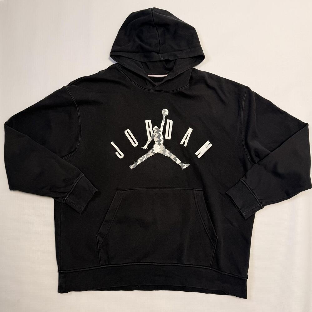 Jordan Hoodie Mens XL Black Jumpman Logo Pullover Sweatshirt FD7415-010